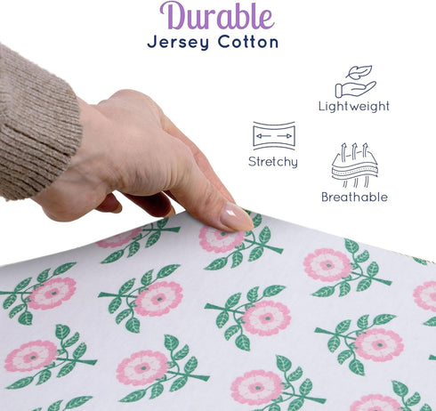 3 Pack GROW WILD Crib Sheets - Soft & Stretchy Jersey Cotton Fitted Baby Crib Sheets for Girls, Cute Toddler Bed Sheets