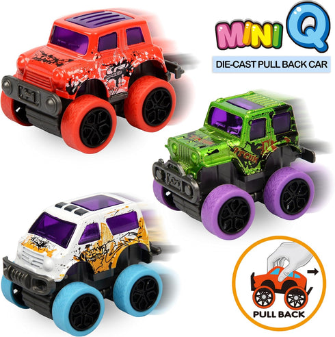 Neureyte 16 Pack Die-cast Mini Monster Truck for Boys and Girls,Pull Back Alloy Trucks Toy,Mini Pull Back Cars,Die-cast
