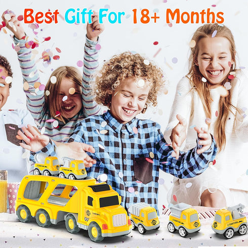 3 4 5 4 Pack Veslier Toddler Car Toys for Years Old Construction Transport Truck with Small Pull Back Construction