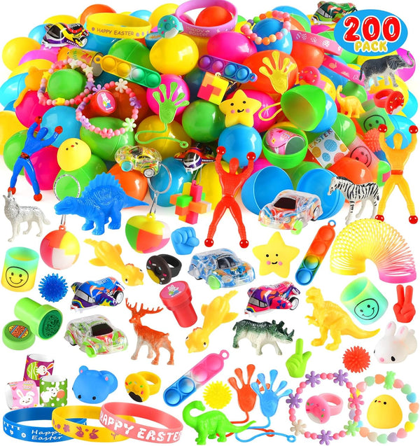 100 Pack Prefilled Easter Eggs with Assorted Toys, Easter Theme Surprise Eggs