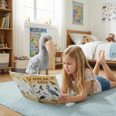 ZHONGXIN MADE 18.5inch Large Shoebill Plush Toy - Lifelike Stork Stuffed Animal, Cute Grey Shoebill Toy for Home