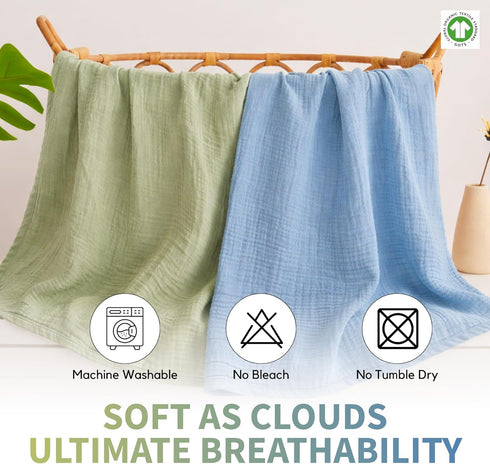 Varniya Lifestyles Pack 2) Muslin Swaddle Blanket Organic Cotton Baby Receiving Blanket Soft & Breathable Swaddle Wrap