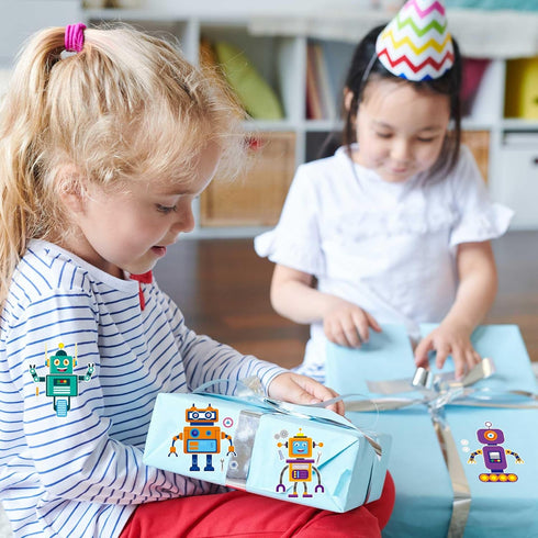 Create-Your-Own-Sticker, 32 Sticker Sheets for Kids, Robot Stickers, Educational Party Favors, Birthday Party