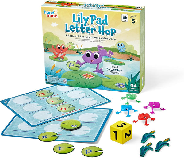 hand2mind Lily Pad Letter Hop, Educational CVC Word Games, Sight Word Games, Spelling Games for Family Game Night
