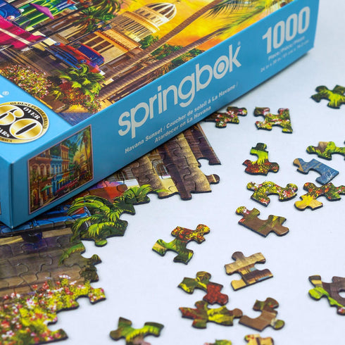 Havana Sunset Jigsaw Puzzle - 1000 Pieces for Adults by Springbok - Colorful Travel Art - 30" x 24"