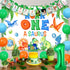 1st Dinosaur Birthday Decorations Boy - Roar One Backdrop, Dinosaur Monthly Photo Banner, Cake Topper, High Chair