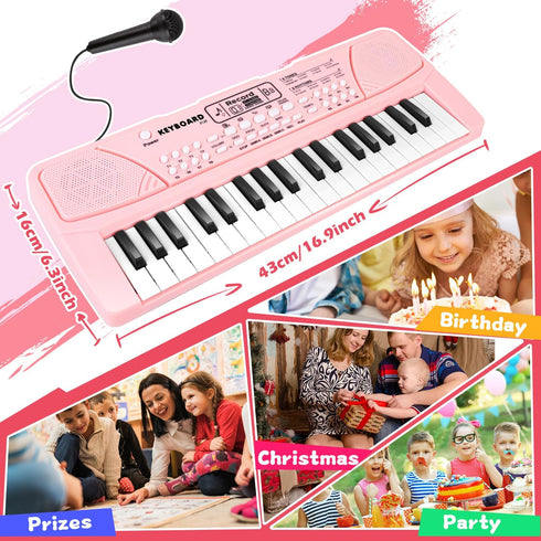 37 3/4/5/6 M SANMERSEN Kids Piano Keyboard with Microphone Keys Portable Electronic Keyboards for Beginners Musical Toy