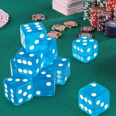 12 19 mm D6 6 Pcs Casino Dice Acrylic Light Blue Translucent Dice Sided with Square w/Rounded Edge for Casino Craps