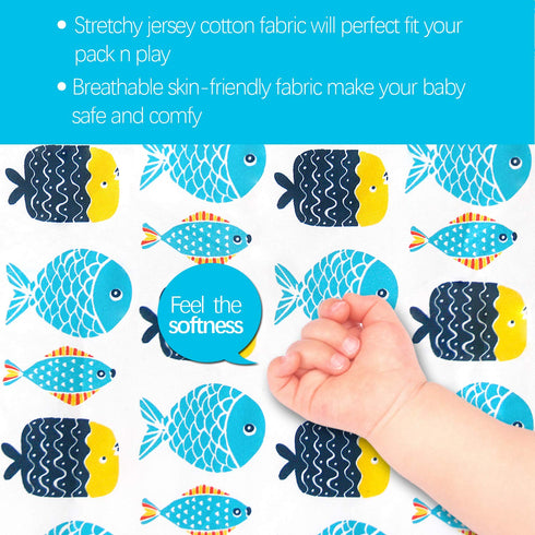 2 Pack Crib Sheets Fitted, Crib Sheet Fits for Standard Crib Mattress, Toddler Sheets for Baby Boys & Girl