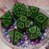Carving in Green Black DND Dice Set for Board Games