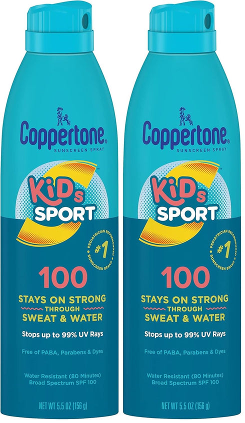 Coppertone SPORT KIDS Sunscreen Continuous Spray SPF 100 (5.5 Ounce) (Packaging may