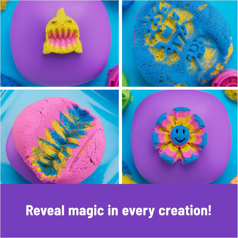 Kinetic Sand SquishMotion Playset with 1lb Pink, Yellow, Blue Play Sand, 5 Tools, Storage Case, Sensory Toys