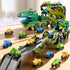 PEADUCK 3-5, 10-in-1 9 3 4 5 6 7 8 Toddler Car Truck Toys for Kids Ages Dinosaur Carrier Truck with Foldable Track Toys