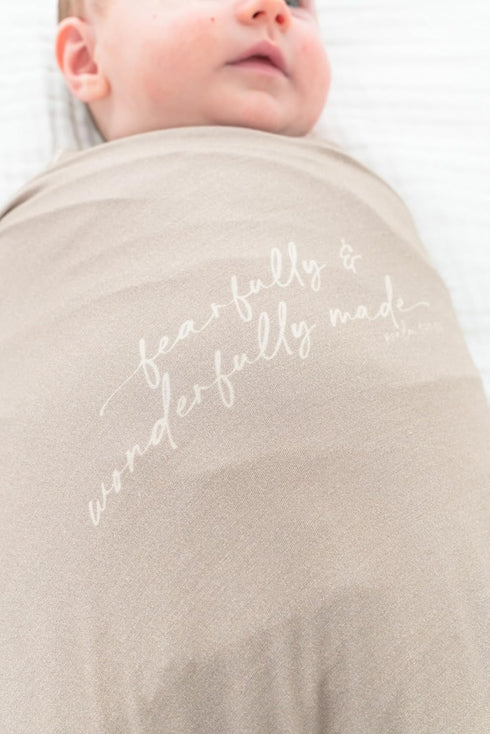 Ellie Sue 47 47, 139:14 Fearfully & Wonderfully Made Stretch Swaddle Blanket Soft Bamboo Blend Baby Swaddle, x Psalm