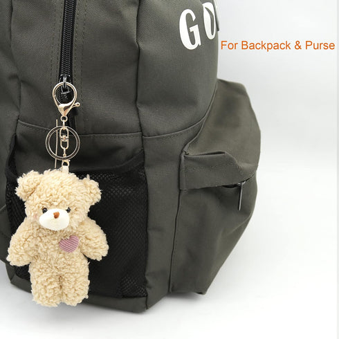 Zitokin 5" Inch Backpack Bear Plush Keychain Toys for Kids with Purple Heart Stuffed Teddy Plushie Purse Pendant Gift