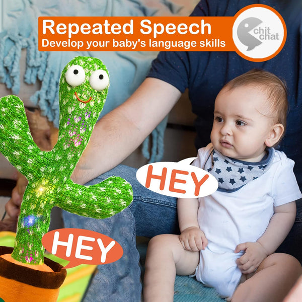 Talking Cactus Toy, Volume Adjustment Dancing Cactus, Mimicking Toy, Light Up Baby Toy, Funny Gift for Boys Girls 0-3