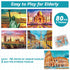 5 Packs of 16 Piece Large Jigsaw Dementia Puzzles for Alzheimer’s Activities, Easy Memory Games with Storage Bags
