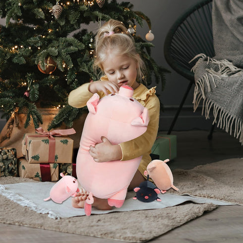 Mommy 19.6 3 Plush,4 Achwishap Pig Stuffed Animal with Pig Babies PCS Cute Pig Plushie Pillow,Kawaii Plush Toys Soft