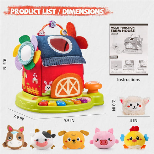 6-12 7 4 6 12 6 7 8 9 Vanvimen Musical Baby Toys Months, Surprise Barn with PCS Stuffed Farm Animals, Mode Sound