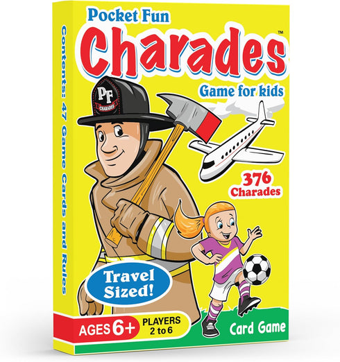 Pocket Fun Charades Family Game for Kids Ages 6+, Travel Ready with 376 Acting Prompts