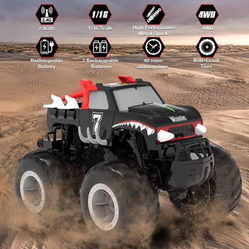Amphibious Remote Control Car Toys for Boys, 2.4 GHz 1:16 All Terrain Off-Road RC Car, Kids Pool Toys