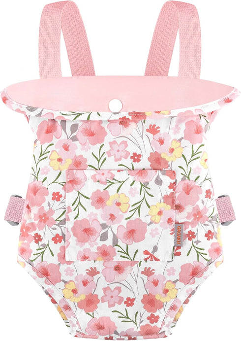 GAGAKU Baby Doll Carrier for Little Girls, Reborn Baby Doll Carrier for Toddlers 1-3 Years Old - Pink Rose of Sharon