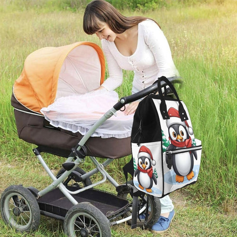 DWVTSLH Backpack Mummy Backpack Christmas Penguin Diaper Bag Multifunction Nappy Bags Waterproof Large Capacity Travel