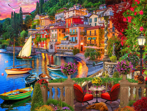 Vermont Christmas Company 550 Piece Jigsaw Puzzle of Italy's Lake Como