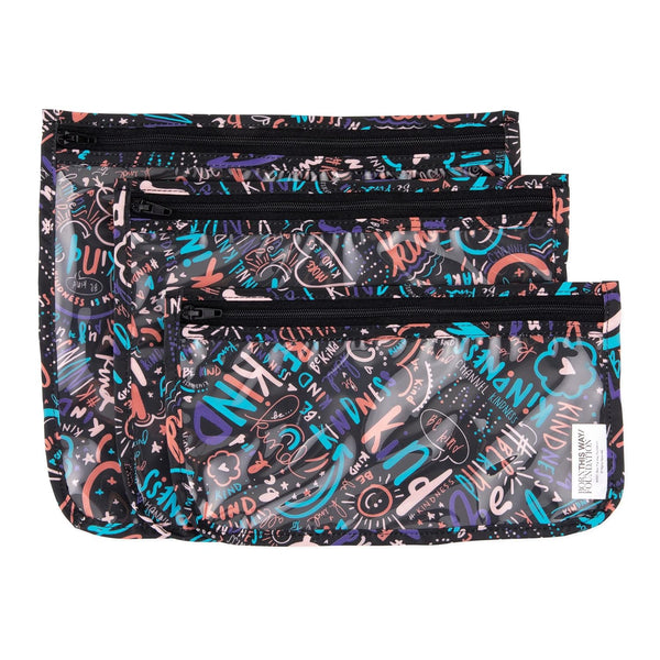 Bumkins Travel Bag Set of 3 Sizes, Clear-Sided Toiletry Pouch, TSA Approved, Quart Size, Baby Diaper Bag Organization,