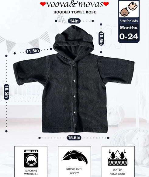 0-24Months 100% VOOVA & MOVAS Toddler Hooded Poncho Towel with Bear Ear, | Cotton, Ultra-Soft & Absorbent | Gentle