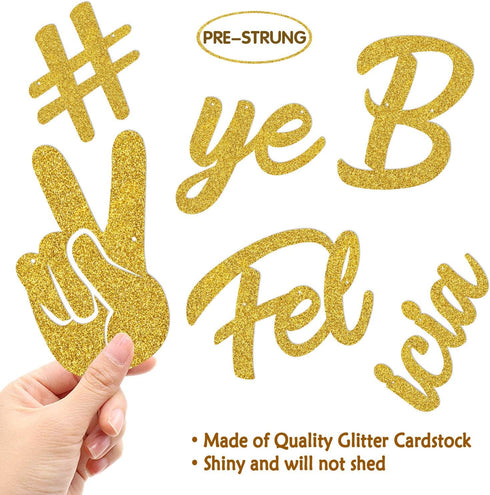 Bye Felicia Banner, Gold Glitter Garland Party Supplies for Moving, Graduation, Farewell, Job Change Decoration
