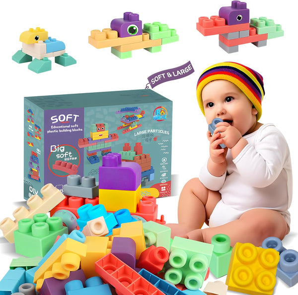 Baby Soft Blocks Building Toys, 46PCS for Babies 6 Months and Up, Educational Toddler Gifts