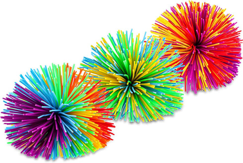 Leinuosen 12 Pieces Monkey Stringy Balls, Sensory Soft Rainbow Pom Bouncy Stress Bags, Multicolor Party Favors