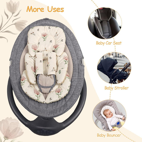 2 Infant Car Seat Insert with Strap Pads, Super Soft Carseat Head and Body Support for Baby Boys and Girls, Reversible