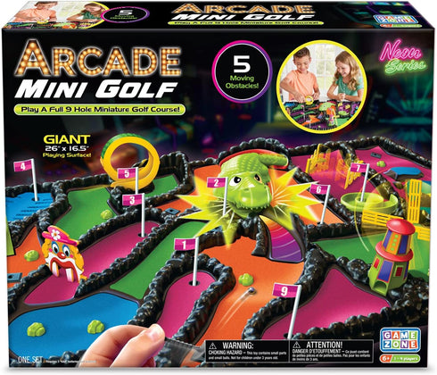 Game Zone Mini Golf - Interactive Tabletop Game with 9 Holes and Moving Obstacles for 1-4 Players Ages 6+