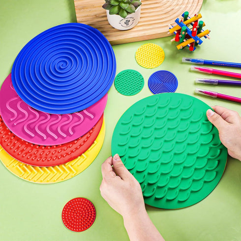 10 Lenwen Pcs Sensory Mat Discs Sensory Stepping Circles Pads Textured Tactile Toys Stimulation for Calming Play