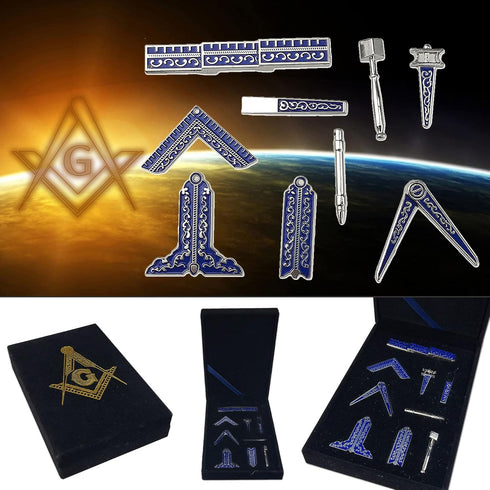 Miniature Masonic Working Tool Set in Velvet Box