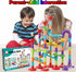 93 PCS Marble Run Premium Set - STEM Educational Building Block Toy with 30 Glass Marbles for Kids - Marble Maze Game