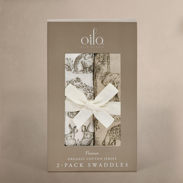 Oilo Premium Muslin Swaddle Blanket Set, Breathable 100% Organic Cotton 4-Way Muslin,