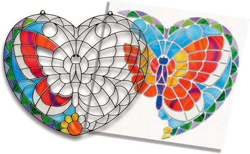 140+ 5+ Melissa & Doug Stained Glass Made Easy Activity Kit: Butterfly - Stickers Kids Sticker Stained Glass Craft Kit;