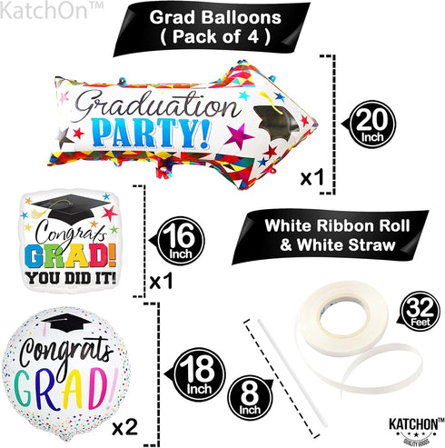 KatchOn Kindergarten Graduation Balloons - 20 Inch, Pack of 4 | Congrats Grad Decorations Class of 2024