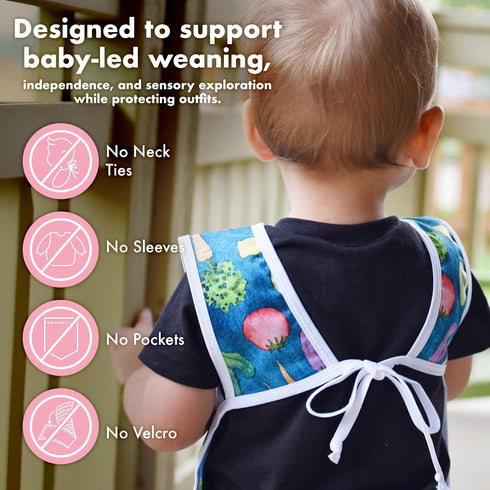 6m-3T BapronBaby Organic Produce Bapron - No Neck Tie Safer Bib for Baby& Toddler - Soft Waterproof Stain Resistant