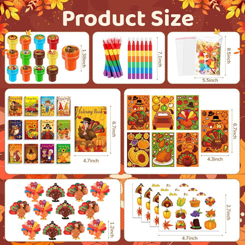 Set Craft12Set BenLouis Fall Party Favors for Kids Thanksgiving Day Classroom Gifts Prize Coloring Books Bulk