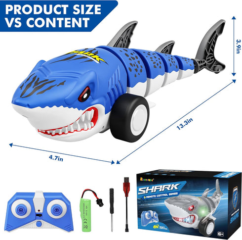 Kids,2.4GHz 360 6,7,8,9,10-12 Rcovasc Remote Control Shark Car Toys for RC Cars Simulation Shark with Cool Light, Stunt