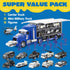 25 1 Set 3 JOYIN in Police Rescue Truck Car Toy with Sounds and Lights, Mini Vehicles in Carrier Truck, Play Police