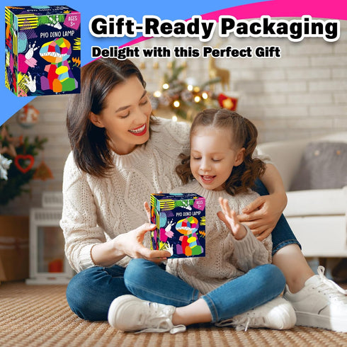 FUNZBO Paint Your Own Dinosaur Lamp, Arts and Crafts for Kids Ages 4-8, Painting Kits for Dinosaur Birthday Decorations