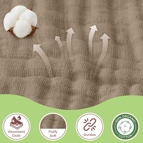 100% 32x32 Inch 2 Pack Organic Cotton Muslin Baby Hooded Towels Soft & Absorbent Hooded Baby Towels For Boys & Girls
