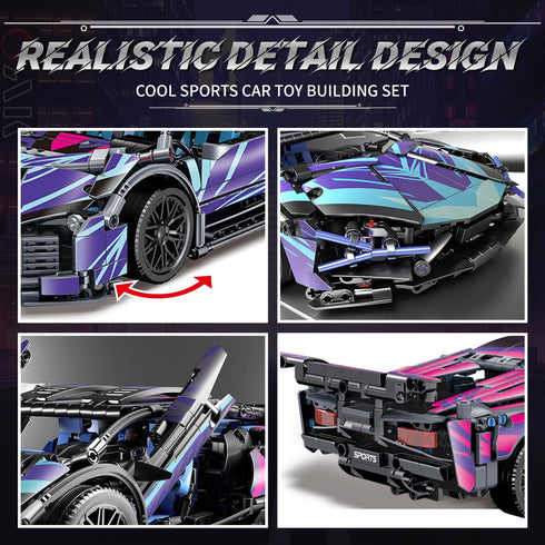 1329 1:14 Set, Set Sets 6-12, 8-14 WINGIFT Piece Sports Car Building Blocks Toys Boys or Adults Kits, Race Car Model