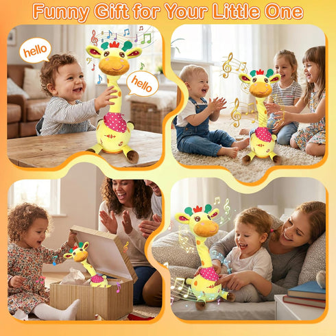3-18 1-3 Tummy Hunfur Talking Dancing Giraffe Baby Toys for Months, Singing Recording Repeats What You Say with Glowing