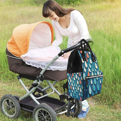 HCBPWVQA Backpack Daypacks Backpack Mommy Water Drops Dots Diaper Bag with Changing Pad and Pacifier Holder
